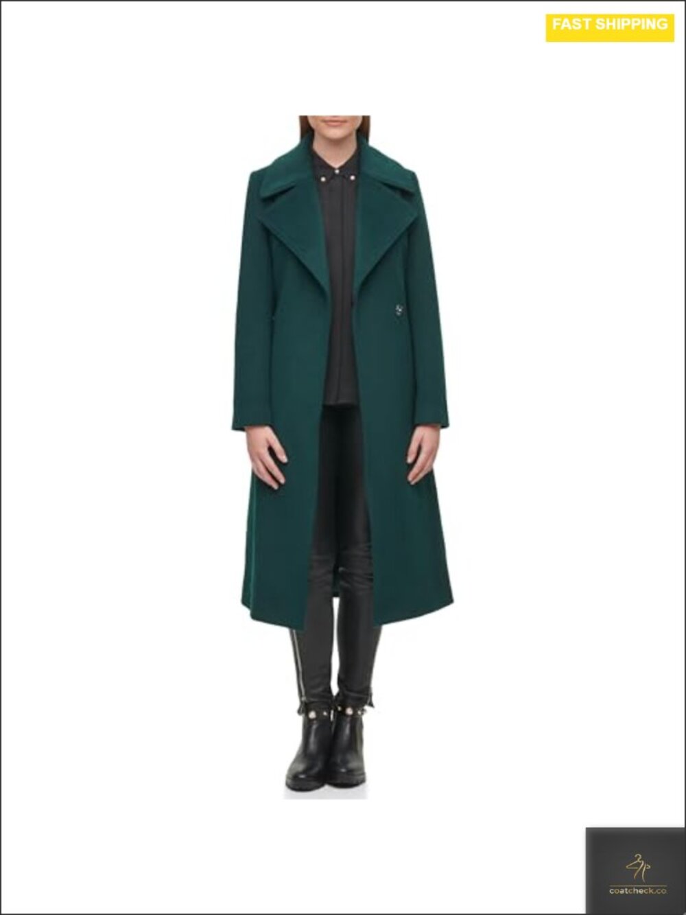 Women's Luxe Twill Belted Maxi Coat Wool Blend Long Sleeve Overcoat